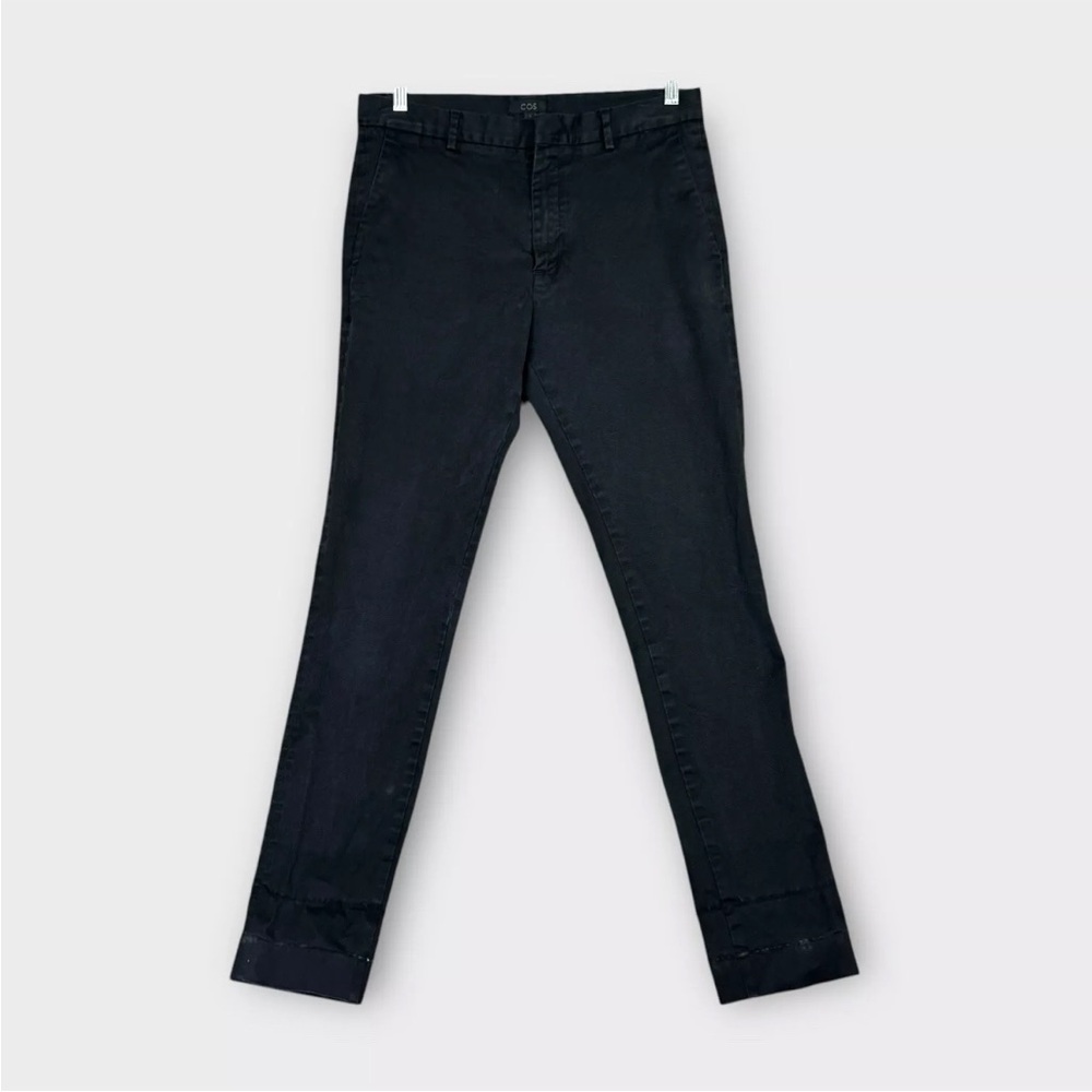 COS Slim Fit Skinny Flat Front Chino Pants Mens 32R 32x32 Black Preppy See Pics